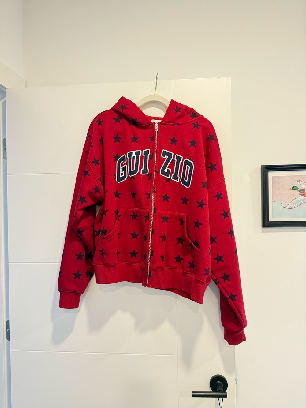 Guizio Red Star Zip Hoodie - Women's Casual Zip-Up